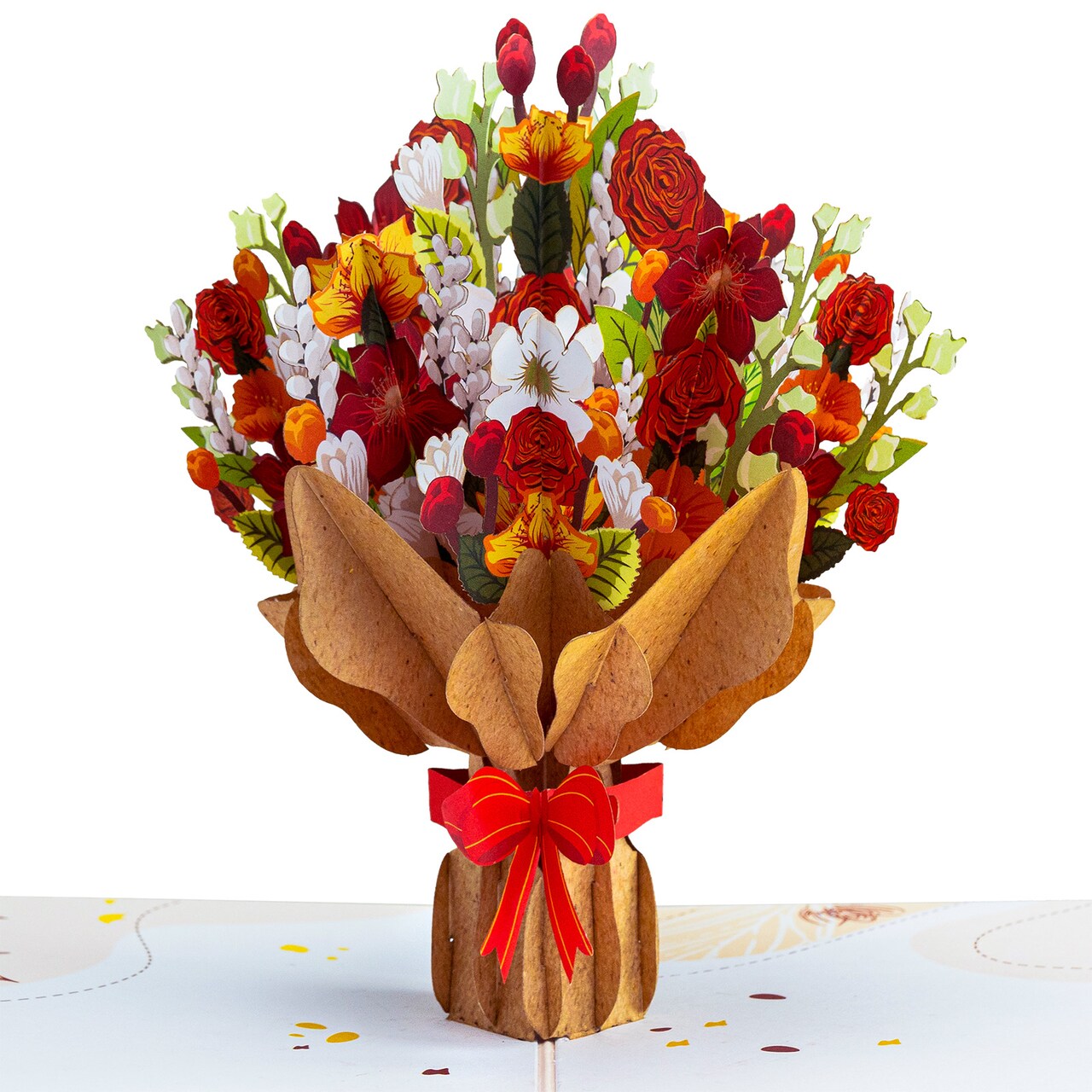 Paper Love 3D Fall Pop Up Flower Bouquet Card - Autumn Floral Greeting, Perfect for Thanksgiving & Fall Birthdays - 5" x 7" Cover with Note Tag